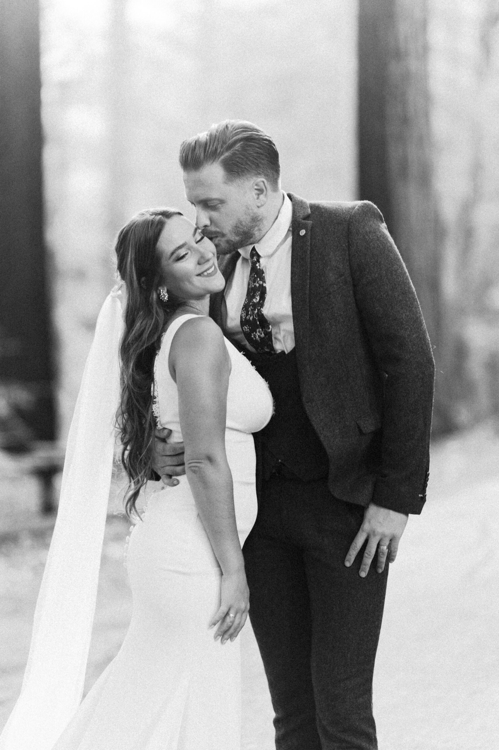 black and white film wedding portraits