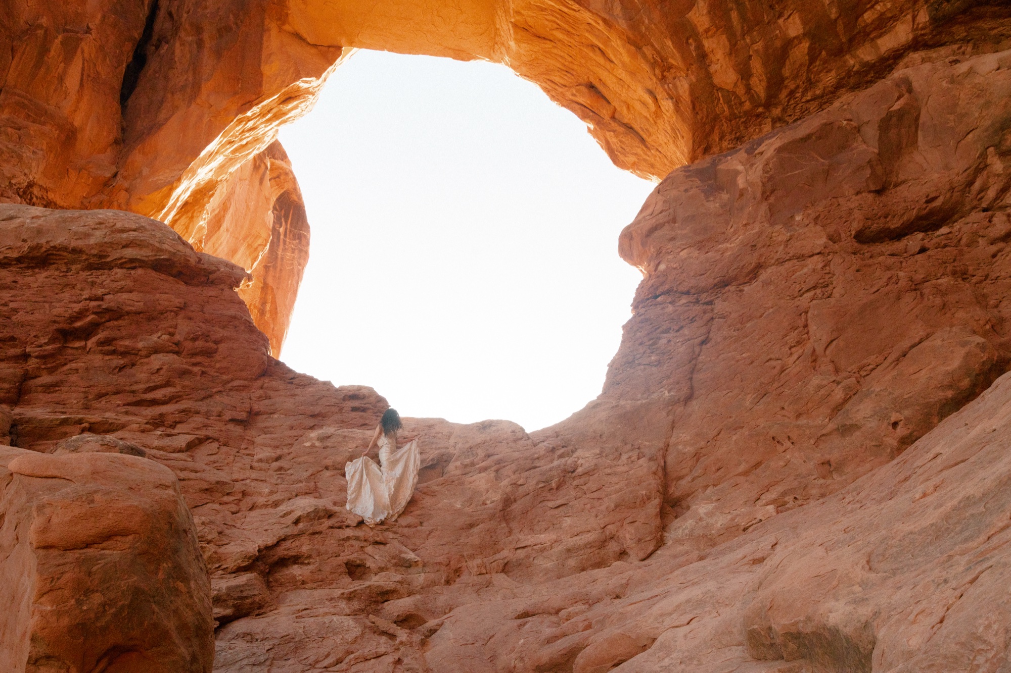 rock climging at Arches National Park Utah