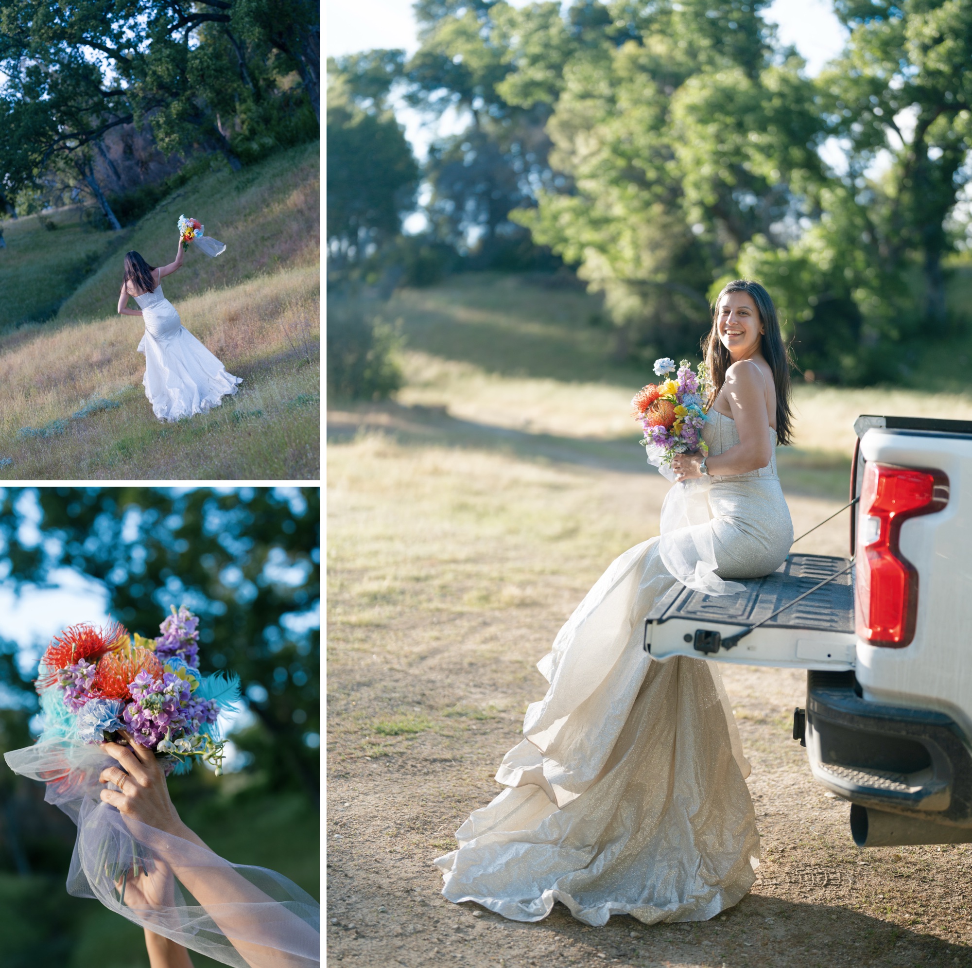 Big Sur, Rolling Oak Hills, Coastal California elopement in AW Bridal Minerva wedding dress