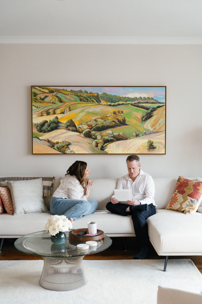 San Francisco city couple at an in home session reading their vows