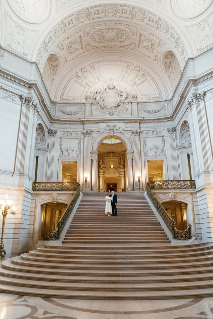 Elopement at San Francisco City Hall on the amazing staircase