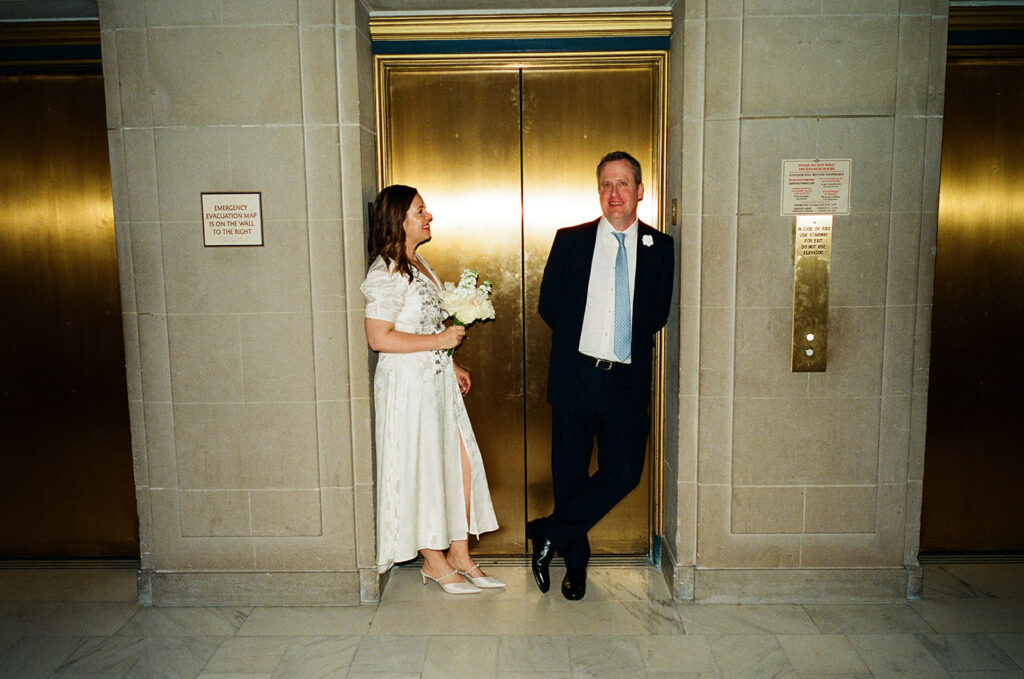 Couple in elevator at San Francisco City Hall