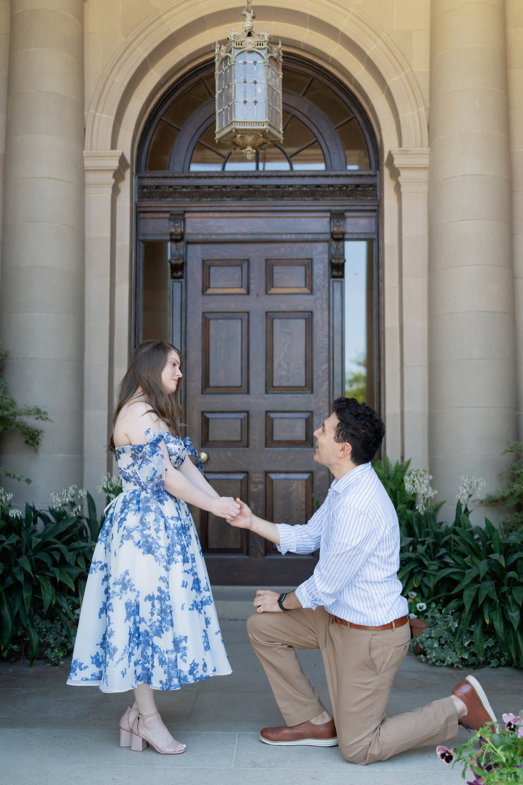 Proposal moment in the rose garden at Filoli Gardens Woodside